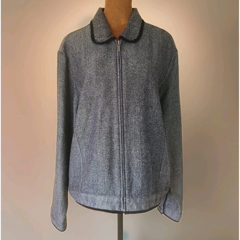 NWT Christopher Banks Jacket Size XL Zip Up Herringbone‎ Women's Fall Winter